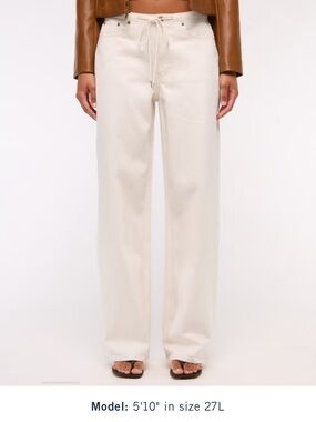 Abercrombie Women’s Wide-Leg Drawstring Jeans - Cream